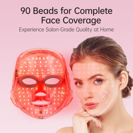 Facego Red Light Mask For Face, 7-1 Colors Red Light Facial Mask Skincare At Home, Cordless, and Rechargeable