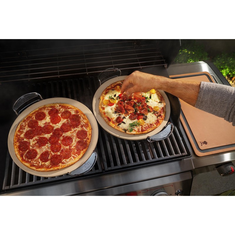 Weber Gourmet BBQ System Pizza Stone with Carry Rack,16.7" Long