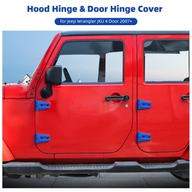 10PCS Door Hinge Covers Hood Hinge Covers Trim Kits Accessories for Jeep Wrangler JK JKU & Unlimited 4-Door 2007-2018 (Blue)