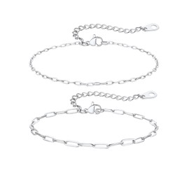 ChainsPro Women's Stainless Steel Anklet, No Work, Compatible with Gold Chains, Paper Clip Chain, Simple, Summer, Ankle, Women's Accessories, 8.7 inches (22 cm), Stainless Steel