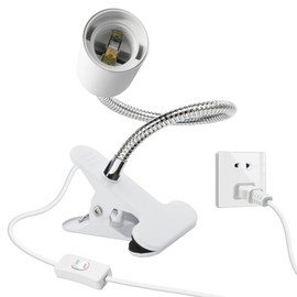 Desk Clip Lamp Holder, Clip on Light with Metal Clip Base,360° Flexible E26/E27 Book Clamp Light Fixture with 7.2 FT Cable, 9MM&350MM Thickened Lengthened Gooseneck Clamp Light Socket, for Study Work