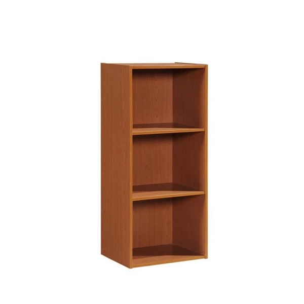 Hodedah Three Shelf Versatil Wooden Bookcase in Cherry Finish