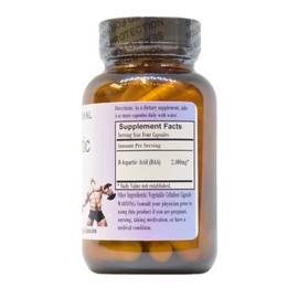 Barlowe's Herbal Elixirs D-Aspartic Acid Supplement | DAA | 600 mg Per Capsule | 60 Veggie Capsules | Athletic Performance | Stearate Free | Glass Bottle