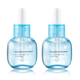 ZealSea Hyaluronic Acid Serum for Face, Hydrating Microneedling Serum, EWG Certified for Sensitive Skin, Vegan Fragrance Free Non-Comedogenic Absorb Quickly, Pure Hyaluronic Acid Anti-Aging 1 Oz*2