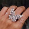ZARD Large Butterfly Wings Ring with Clear Cubic Zirconia Accent