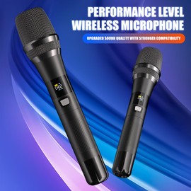 Yamnweo AX322 Wireless Microphone, UHF Metal Dual Handheld Wireless Dynamic Microphone System with Rechargeable Receiver, 1/4-inch Output for Karaoke, Meetings, Singing, Churches, Weddings