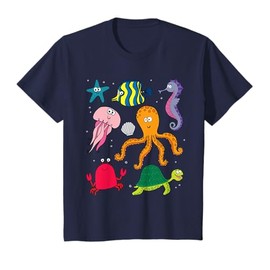 Beach Sea Creatures Ocean Animals Turtle Octopus Fish Girls T-Shirt