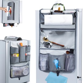 FRECOLSH Mini Fridge Organizer 54" x 11.8" - Over The Fridge Storage Organizer with 16 Pockets - Mini Fridge Organization and Storage Holds Pantry Goods, Utensils & More – Office or Dorm Essentials