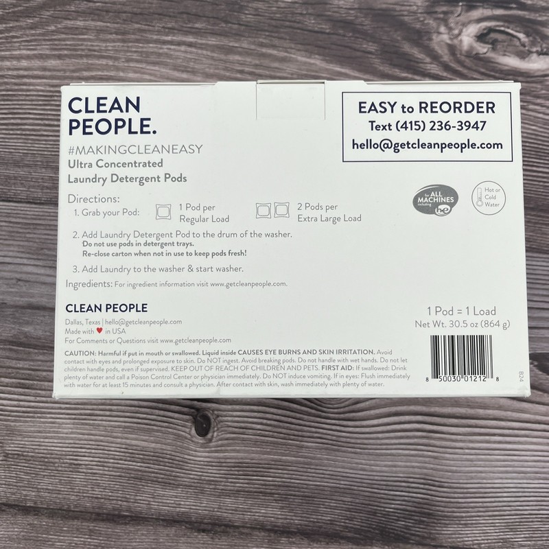 Clean People Laundry Detergent Pods Plant-Based 96 Loads Fresh &