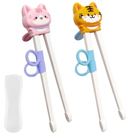Quimoy 2 Pairs Chopsticks for Kids, Automatic Rebound Kids Chopsticks Training, Cute Animal Cartoon Design Chopsticks for Learning and Training