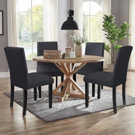 Sufdari Chair Covers,Stretch Dining Chair Covers,Spandex Seat Covers for Dining Room Chairs,Elastic Washable Chair Protectors for Dining Room, Hotel, Restaurant, Banquet, Gray, 4 Pack (4, Dark Grey)