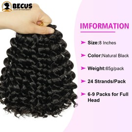 BECUS Jamaican Bounce Crochet Hair Gogo Curl Crochet Hair for Black Women Deep Wave Water Wave Curly Crochet Hair Braiding Synthetic Hair Extensions 2 Packs 24 Root/Pack(Natural Black #1B)