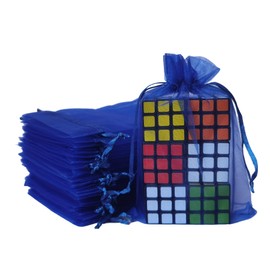 5x7 inch Organza Gift Bag Drawstring for Jewelry,Candy,Eyelash,Set of 100 Royal Blue Sheer Fabric Clear Mesh Wrap Sachet for Baby Shower,Baby Girl Birthday,Christmas,Party Favors,Bridal Shower,Wedding
