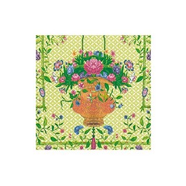 Caspari Wicker Basket Paper Cocktail Napkins in Green - 20 Per Box - 4 Packages