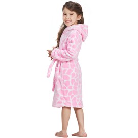 ECHERY Boys Girls Bathrobes Toddler Robes Children's Plush Soft Coral Fleece Hooded Pajamas Sleepwear for Kids
