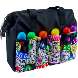 Versatile Large Bingo Daubers Bag | 8 Pockets | Bingo Accessories & Makeup Case | Zippered Carrying Bag Gifts |Women's Knitting Bags and Totes