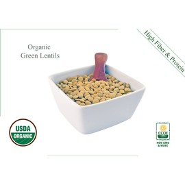 Organic Green Lentils Whole Raw, High Fiber Non-GMO-Bulk (1LB)