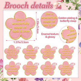 80 Pcs/40 Set Christian Lapel Pins Woman of Faith Gifts Mini Bible Enamel Pins Bulk Cross Brooch Pin for Woman Mom Gifts Bulk Church Party Favors Jesus Catholic for Welcome Bag Backpack(Flower)