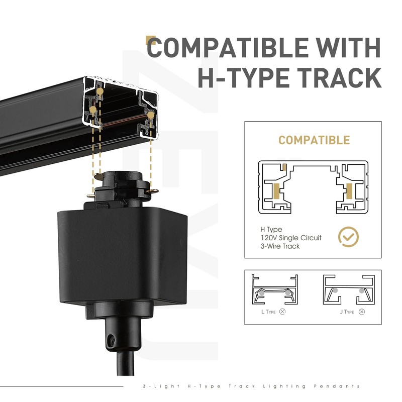 zeyu 3-Light H-Type Track Lighting Pendants, Modern Track Lighting Fixtures,
