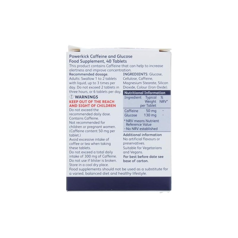 Power Kick Extra Energy Caffeine & Glucose 480 Tablets |