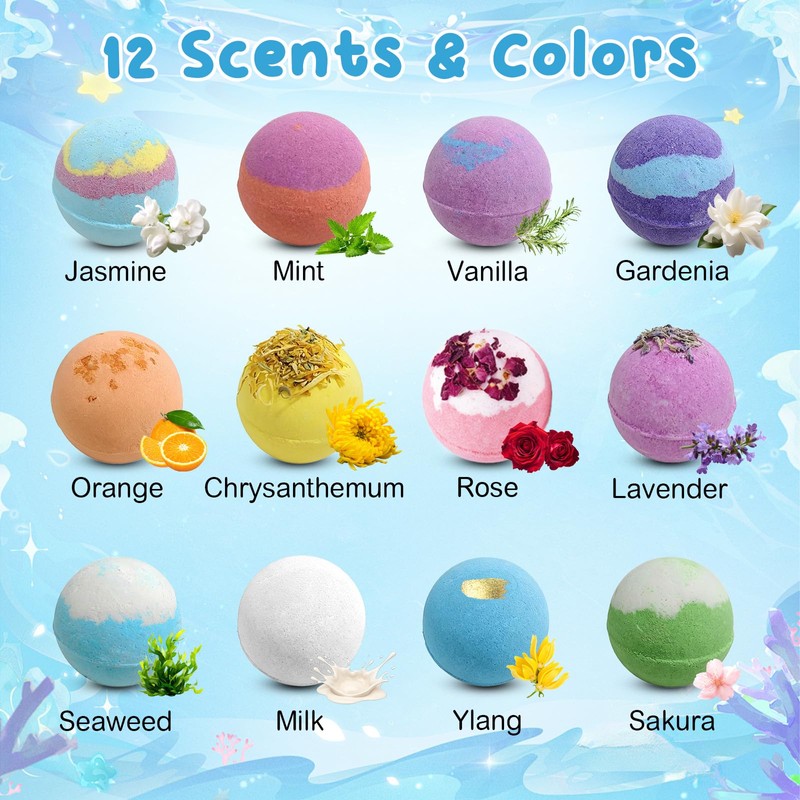 2026 Upgrade Bath Bombs with Toys Inside, 12pcs Ocean Toy