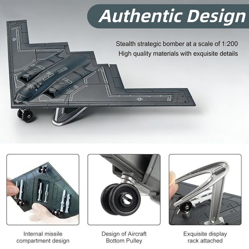QPHYFXF 1/200 B-2 Stealth Bomber Model Kit, Military Replica with