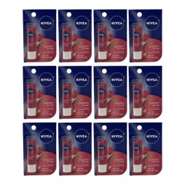 NIVEA 12 Pack Nivea Cherry Lip Care Tinted Scented Shea 0.17 oz Moisturize Hydrate HTF
