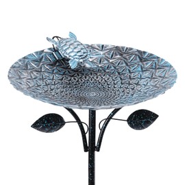 MUMTOP Bird Baths for Outdoors, Metal Birdbaths Bowl Bird Feeder with Stake for Outdoor Garden Yard Lawn Outside Turtle Decor, 37 inch Height