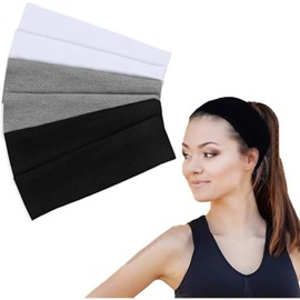 6pcs Headbands for Women Wide Stretch Head Band Women's Short Wrap Hair Non Slip Elastic Sweat Hairbands Soft Fabric Bands Workout Yoga Running Sport Girls Sports Thick Headband