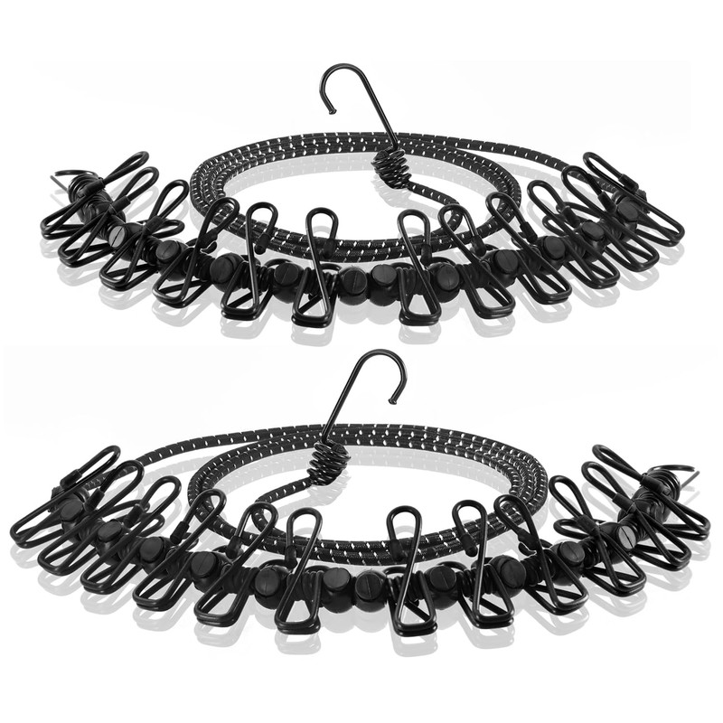 com-four® 2 x Travel Washing Line, 180-350 cm per Line,