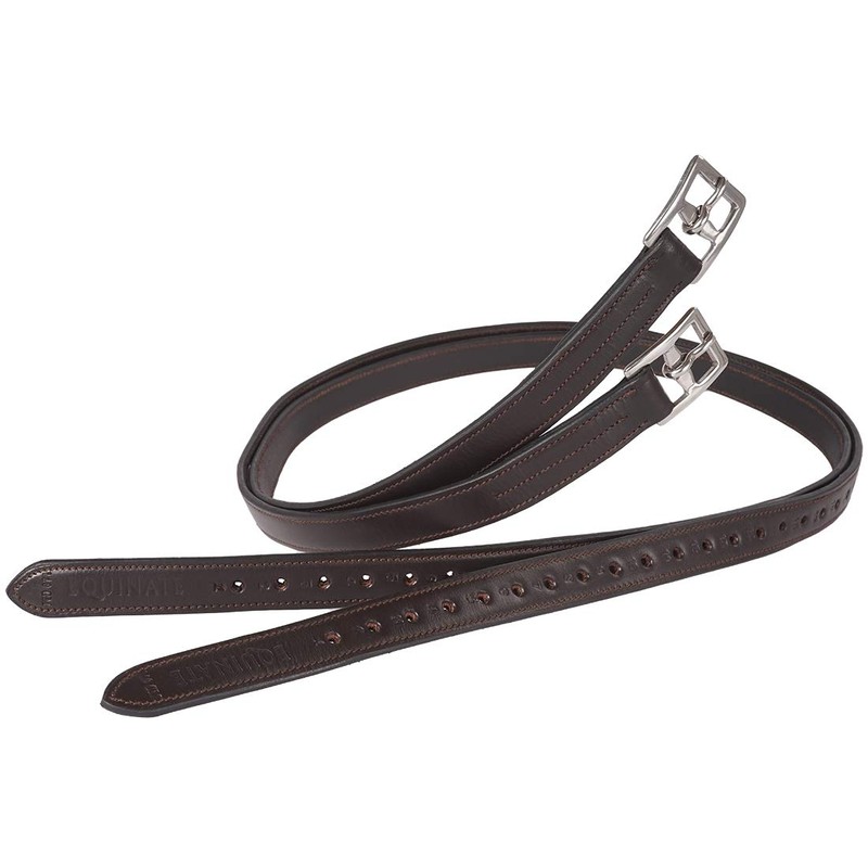 Equinate Superior Leather Stirrup Leathers with Stainless Steel Buckles Brown