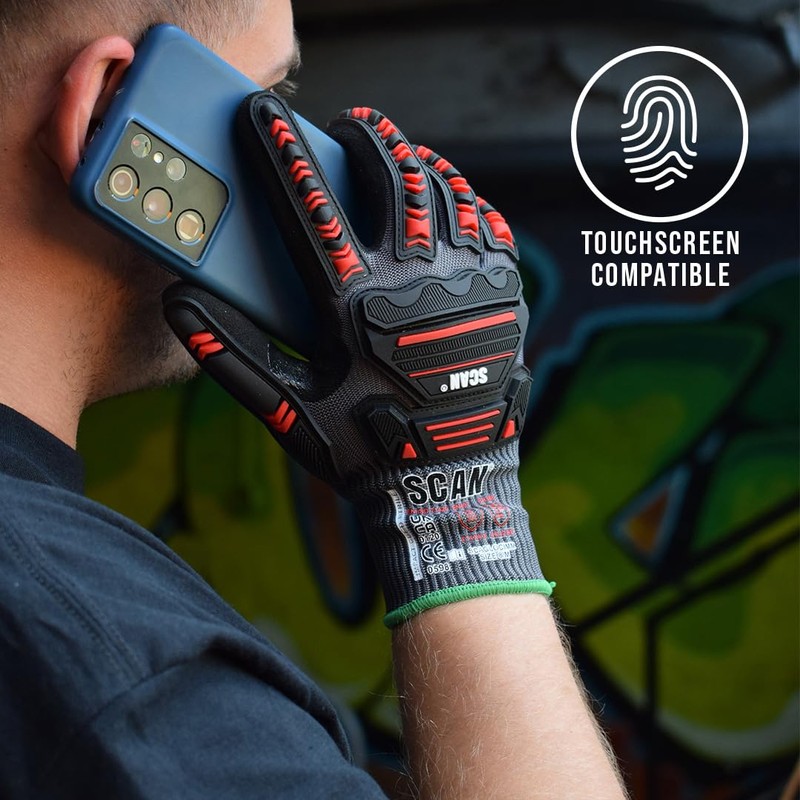 Scan Impact Cut Resistant Level D Gloves, Nitrile Palm, Enhanced
