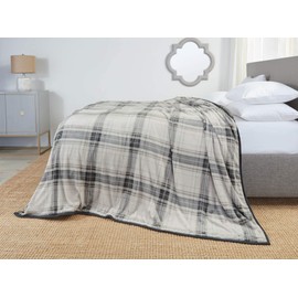 Clara Clark Fleece Blanket, Raschel Mink Faux Fur Blanket, Ultra Plush Blanket, Cozy and Warm Blanket, 55 x 82, Plaid Gray
