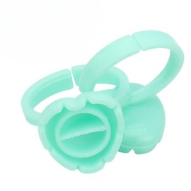 100pcs Glue Rings for Eyelash Extensions - Lash Extension Glue Ring Holder Cup for Professional Lash Tech Supplies – Adjustable, Disposable & Flower Rings for Nail Art, Tattoo & Makeup - GREEN