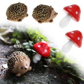 SG Store Set of 6 Mini Landscape Hedgehog Mushroom Fairy Garden Figures Statues Ornaments Decorations for Miniature Garden Decoration Dollhouse Micro Landscape