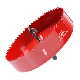 LC LICTOP 6.3 Inch Hole Saw, Heavy Duty Bi-Metal Cornhole Cutter, HSS Blade Drill Bit for Ceiling Light, Wood, Soft Metal Sheet, Plastic Panel, Drywall and Fiberboard, with Positive Rake Teeth, Red