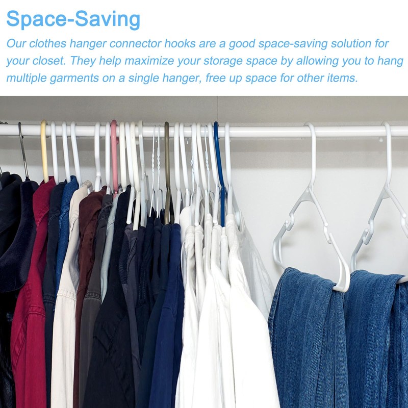 uxcell Clothes Hanger Connector Hooks, 30Pcs - ABS Hanger Hooks,