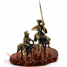 Amber Brass Amber figurine Don Quixote Spanish Knight & Sancho Panza Донкихот IronWork
