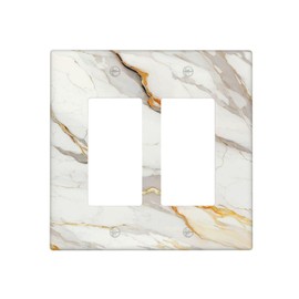 Wpshijia Light Switch Cover Plate White Gold Marble Modern Abstract Luxury 2 Gang Double Rocker Outlet Covers Decorative Switch plates Electrical Wall Plates GFCI Receptacle for Bathroom Bedroom Decor
