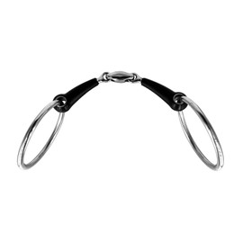 Equine Smile ES0118 Gebiss Wassertrense Doppelt Gebrochen mit Gummi aus Edelstahl Ringdurchmesser 65 mm Gebissstärke 15 mm (12.5 cm)