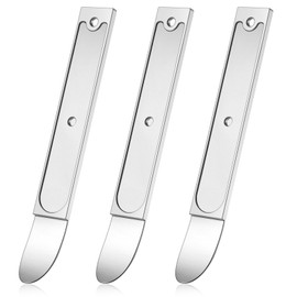 Therwen 3 Pcs 4140 Steel Trim Removal Tool Metal Pry Tool Automotive Pocket Pry Bar for Auto Planes to Remove Trim Interior and Exterior Parts (Silver)