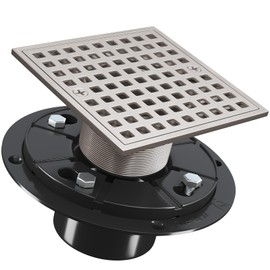 Yaseingoo 4 Inch Square Shower Drian with Flange-SUS 304 Stainless Steel & CUPC Certified Shower Floor Drain-Removable Grid Cover-with Hair Strainer-Brushed Nickel