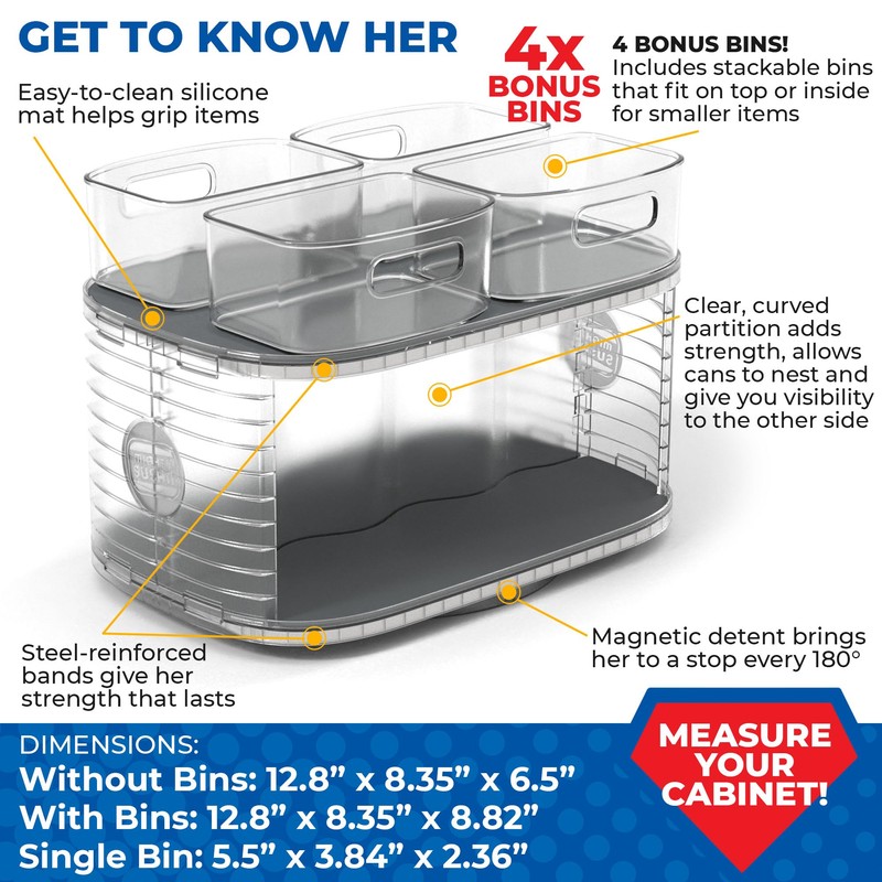 Mighty Susan Kitchen Organizer for Canned Goods: 2-Tiered Robust Turntable