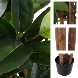 Artificial Rubber Plant - 70-Inch Faux Tree with Natural-Feel Leaves - Realistic Potted Indoor Plant for Office or Home Decor by Pure Garden (Green)