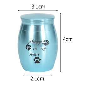 Zimoer Pet Urn Mini Urn Stainless Steel Small Keepsake Urn Blue Animal Urns for Dogs Cats Birds Rabbits Hamsters Portable Pet Urns Cremation Urn Memorials for Pets