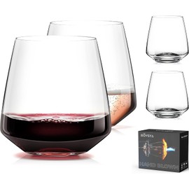 Stemless Wine Glasses Set of 4-13.5oz，Hand Blown Crystal Red White Wine Glasses - Unique gifts for him/her for wedding, birthday, Christmas, father's day, anniversary - clear.