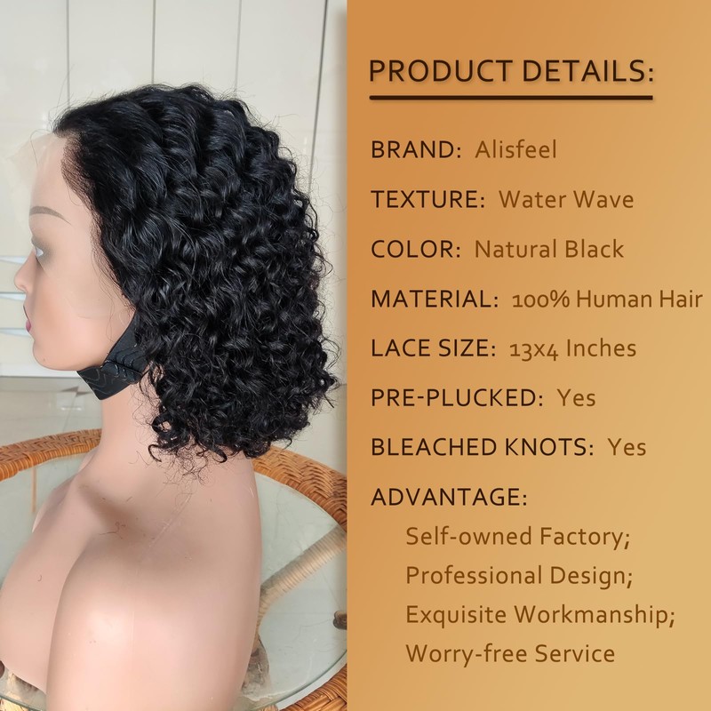 ALISFEEL Pelucas De Cabello Humano Con Ondas Al Agua 13X4,
