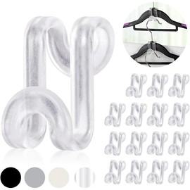 Hanger Hooks Space Saving, 70 Pack Clothes Hanger Connector Hooks, Transparent Stackable Clothes Hangers with Hooks for Closet Organizer (Clear)