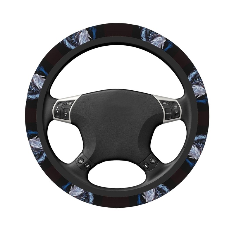 Dragon and Rose Steering Wheel Covers,Anti Slip Sweat Absorption Elasticity