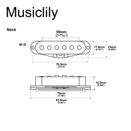 Musiclily Pro ST-50S Staggered Alnico 5 Single Coil Neck Pickup 5.6K for Strat Style Electric Guitar, Cream